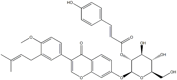 3'-prenyl-4'-methoxyisoflavone-7-O-beta-(2''-O-4-coumaroyl)glucopyranoside 结构式