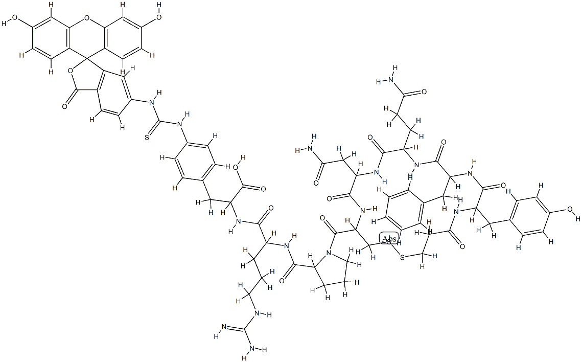 vasotocin, 1-(beta-mercaptopropionic acid)-8-Arg-9-(4-aminofluoresceinyl-Phe)- Struktur