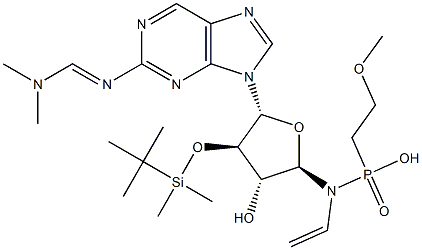 2'-dimethyl-tert-butylsilyl-N(2)-(N,N-dimethylamino)methylene-guanosine 3',5'-cyclic diethylphosphoramidate Structure