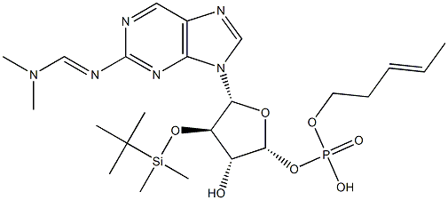 n-butyl 2'-dimethyl-tert-butylsilyl-N(2)-(N,N-dimethylamino)methylene-guanosine 3,',5'-cyclic phosphate,126922-67-6,结构式