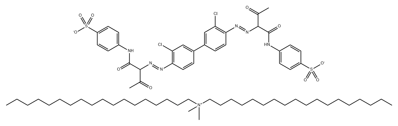 1-Octadecanaminium, N,N-dimethyl-N-octadecyl-, salt with 4,4-(3,3-dichloro1,1-biphenyl-4,4-diyl)bisazo(2-acetyl-1-oxo-2,1-ethanediyl)iminobisbenzenesulfonic acid (2:1)|