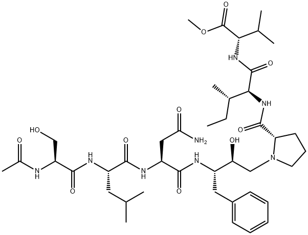 N-acetylseryl-leucyl-asparaginyl(phenylalanyl-hydroxyethylamino-prolyl)isoleucyl-valyl methyl ester 结构式