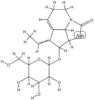 1H-2-Oxa-7a-azacyclopent[cd]inden-1-one,  4-ethylidene-3-(-bta--D-glucopyranosyloxy)-2a,3,4,6,7,7b-hexahydro-,  [2aS-(2a-alpha-,3-alpha-,4Z,7b-,127599-72-8,结构式