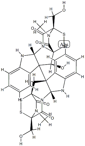 (11S)-11-Hydroxy-2,2',3,3',5aα,5'aα,6,6'-octahydro-3,3'-bis(hydroxymethyl)-2,2'-dimethyl-10bα,10'bα(11H,11'H)-bi(3β,11aβ-epidithio-11aH-pyrazino[1',2':1,5]pyrrolo[2,3-b]indole)-1,1',4,4'-tetrone Structure