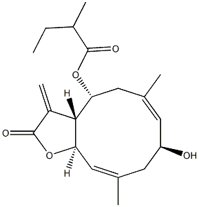 2α-Hydroxy-8β-(2-methylbutyryloxy)costunolide 化学構造式