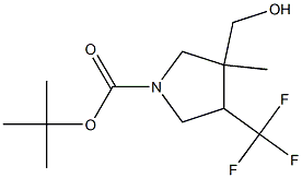 3-Hydroxymethyl-3-methyl-4-trifluoromethyl-pyrrolidine-1-carboxylic acid tert-butyl ester Struktur