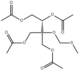 1,2,4-Tri-O-acetyl-3-C-(acetoxymethyl)-3-O-(methylthiomethyl)glycerol- tetritol Struktur
