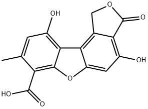 1,3-Dihydro-4,10-dihydroxy-8-methyl-3-oxoisobenzofuro[5,4-b]benzofuran-7-carboxylic acid Struktur