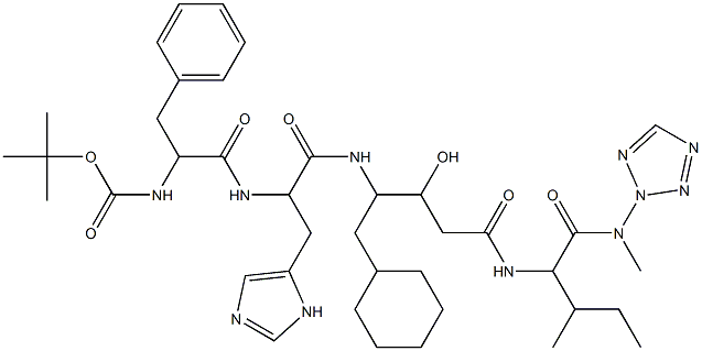 N-(tert-Butoxycarbonal)-phenylalanyl-histidyl-(4-amino-3-hydroxy-5-cyc lohexyl)-pentacarbonyl-isoleucyl-(2-amidomethyl)tetrazol|化合物 T25369