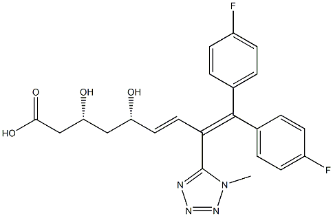 6,8-Nonadienoic acid,9,9-bis(4-fluorophenyl)-3,5-dihydroxy-8-(1-methyl-1H-tetrazol-5-yl)-,(3R,5S,6E)-rel- Struktur