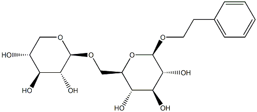 phenethyl alcohol xylopyranosyl-(1-6)-glucopyranoside, 129932-48-5, 结构式