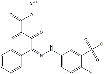 2-Naphthalenecarboxylic acid, 3-hydroxy-4-[(4-methyl-3- sulfo2-Naphthalenecarboxylic acid, 3-hydroxy-4-[(4-methyl-3-sulfophenyl)azo]-, strontium salt (1:1) phenyl)azo]-, strontium salt (1:1),129984-37-8,结构式