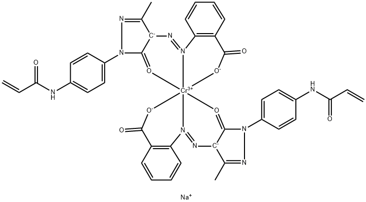 Chromate(1-), bis[2-[[4,5-dihydro-3-methyl- 5-oxo-1-[4-[(1-oxChromate(1-), bis[2-[[4,5-dihydro-3-methyl- 5-oxo-1-[4-[(1-oxo-2-propenyl)amino]phenyl]-1H -pyrazol-4-yl]azo]benzoato(2-)]o-2-propenyl)amin o]phenyl]-1H-pyrazol-4-yl]azo]benzoato(2-)]-, sodium Structure