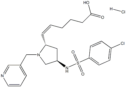 5-Hexenoic acid,6-[(2S,4R)-4-[[(4-chlorophenyl)sulfonyl]amino]-1-(3-pyridinylmethyl)-2-pyrrolidinyl]-,hydrochloride (1:1), (5Z)- Struktur