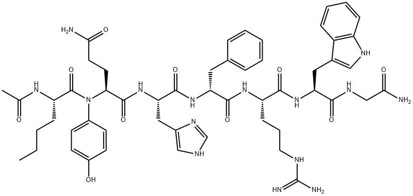 alpha-MSH (4-10)NH2, Ac-Nle(4)-Glu(gamma-4'-hydroxyanilide)(5)-Phe(7)-,130333-59-4,结构式