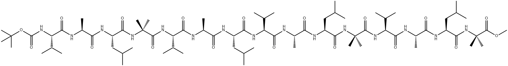 N-tert-butyloxycarbonyl-valyl-alanyl-leucyl-aminoisobutyryl-valyl-alanyl-leucyl(valyl-alanyl-leucyl-aminoisobutyryl)(2) methyl ester Struktur