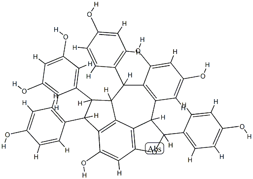 Benz[5,6]azuleno[7,8,1-cde]benzofuran-2,6,8-triol,4-(3,5-dihydroxyphenyl)-3,4,4a,5,9b,10-hexahydro-3,5,10-tris(4-hydroxyphenyl)-,(3R,4R,4aR,5S,9bS,10S)-rel-(+)- Structure