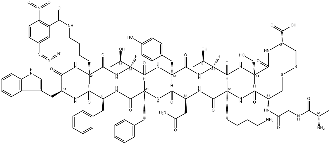 somatostatin, azidonitrobenzoyl-Lys(9)-iodo-Tyr(11)- 化学構造式