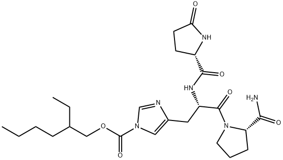 5-Oxo-L-Pro-1-[(2-ethylhexyloxy)carbonyl]-L-His-L-Pro-NH2,130817-98-0,结构式