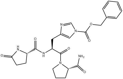 5-オキソ-L-Pro-1-(ベンジルオキシカルボニル)-L-His-L-Pro-NH2 化学構造式