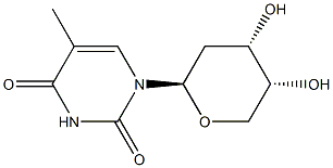 1-(2-デオキシ-β-D-erythro-ペントピラノシル)チミン 化学構造式