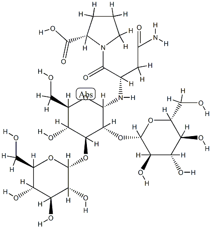 O-Glucopyranosyl-(1-6)-O-glucopyranosyl-(1-6)-1-N-(aspart-1-oyl-prolin e-4-oyl)glucopyranosylamine 化学構造式