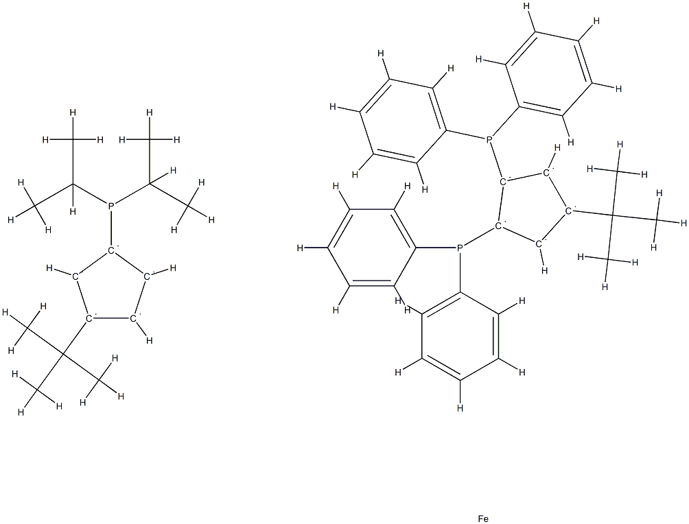 1',4-Bis(t-butyl)-1,2-bis(diphenylphosphino)-3'-(di-i-propylphosphino)ferrocene, 98% HiersoPHOS-1 Structure