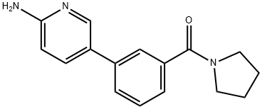 5-[3-(ピロリジノカルボニル]フェニル]ピリジン-2-アミン 化学構造式