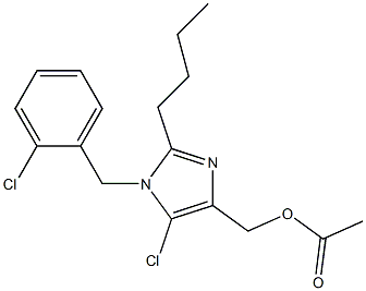 (4-(2-n-butyl-5-chloro-1-(2-chlorobenzyl)imidazolyl)methyl) acetate Struktur