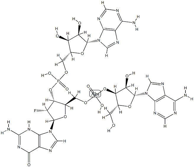 adenyl-(3',5')-2'-deoxyfluoroguanylyl-(3',5')-adenosine 结构式