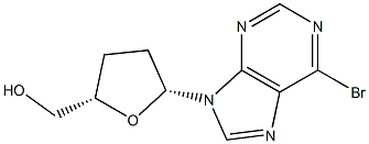 1,2,3-トリデオキシ-1-(6-ブロモ-9H-プリン-9-イル)-β-D-リボフラノース 化学構造式