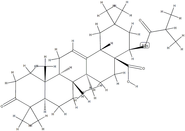 22β-[(2-メチル-1-オキソプロピル)オキシ]-3-オキソオレアナ-12-エン-28-酸 化学構造式