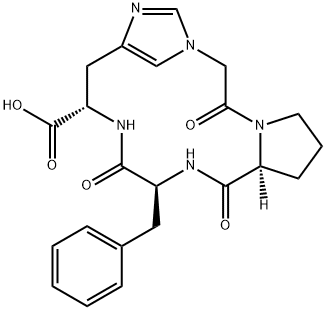 cyclic(3-1)-1-(carboxymethyl)prolyl-phenylalanyl-histidinamide 化学構造式
