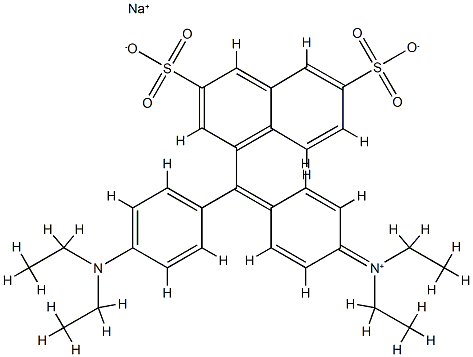 N-エチルまたはN-メチル四級化4-[(4-アミノフェニル)(4-イミノ-2,5-シクロヘキサジエン-1-イリデン)メチル]-2,7-ナフタレンジスルホン酸ヒドロキシド分子内塩ナトリウム塩 化学構造式