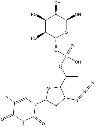 6-glucopyranosyl 3'-azido-3'-deoxy-5'-thymidinyl phosphate 结构式