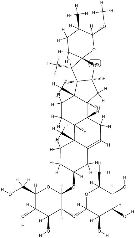 26-methoxyspirost-5-en-3-ol-3-O-rhamnopyranosyl-(1-2)-glucopyranoside 结构式