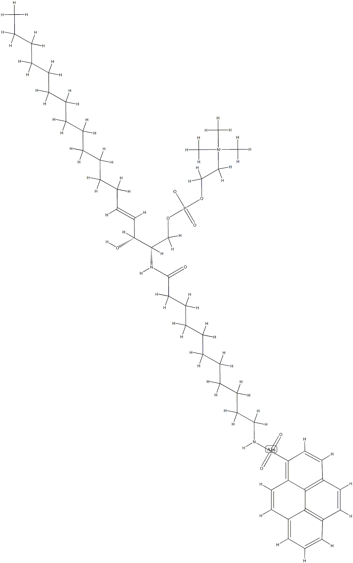 N-(11-(1-pyrene)sulfonylaminoundecanoyl)sphingomyelin Structure