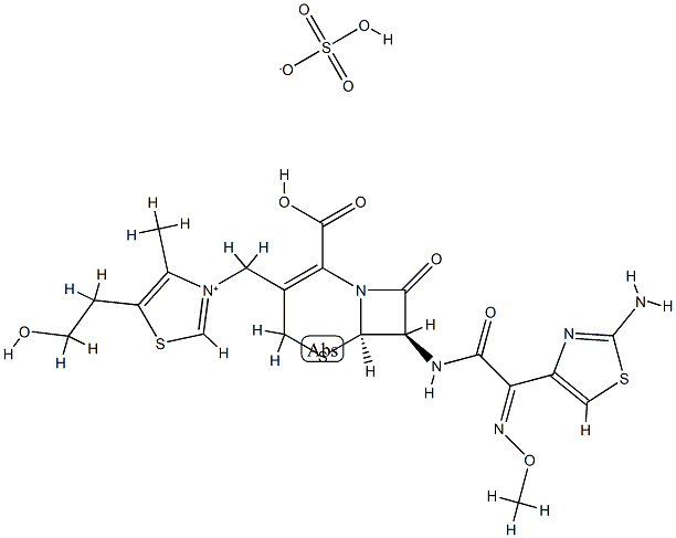 7β-[2-(2-アミノチアゾール-4-イル)-2-[(Z)-メトキシイミノ]アセチルアミノ]-3-[[[4-メチル-5-(2-ヒドロキシエチル)チアゾール]-3-イウム]-3-イル]メチルセファム-3-エン-4-カルボン酸アニオン 化学構造式