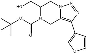 叔-丁基 3-(呋喃-3-基)-6-(羟甲基)-6,7-二氢-[1,2,3]三唑并[1,5-A]吡嗪-5(4H)-甲酸基酯, 1341038-89-8, 结构式