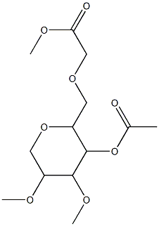 4-O-acetyl-1,5-anhydro-O-(methoxycarbonylmethyl)di-O-methylglucitol 结构式