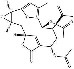 (2R,4R,6R,10S,12R,13R)-10,13-ビス(アセチルオキシ)-4,15-ジメチル-12-(1-メチルエテニル)-3,7,17-トリオキサテトラシクロ[12.2.1.16,9.02,4]オクタデカ-9(18),14,16(1)-トリエン-8-オン 化学構造式