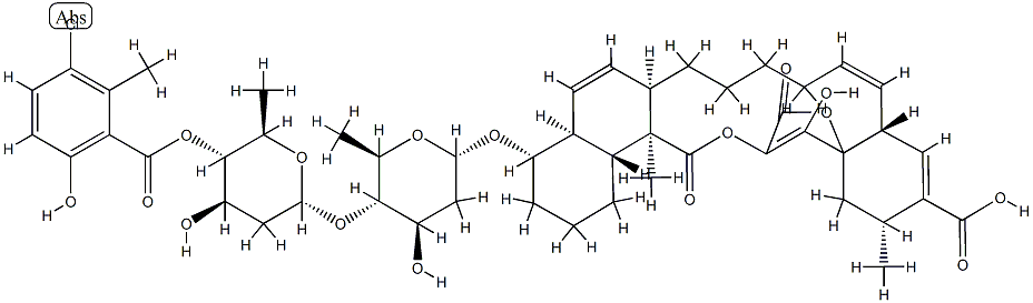 3-O′′-デ(3-クロロ-6-メトキシ-2-メチルベンゾイル)-4-O′′-(3-クロロ-6-メトキシ-2-メチルベンゾイル)クロロトリシン 化学構造式