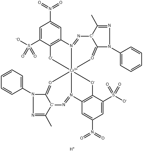 trihydrogen bis[3-[(4,5-dihydro-3-methyl-5-oxo-1-phenyl-1H-pyrazol-4-yl)azo]-2-hydroxy-5-nitrobenzenesulphonato(3-)]chromate(3-) Structure