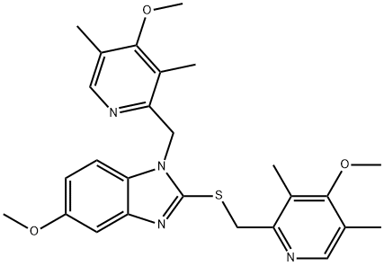 1H-Benzimidazole, 5-methoxy-1-[(4-methoxy-3,5-dimethyl-2-pyridinyl)methyl]-2-[[(4-methoxy-3,5-dimethyl-2-pyridinyl)methyl]thio]- 结构式