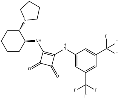 3-[[3,5-双(三氟甲基)苯基]氨基]-4-[[(1S,2S)-2-(1-吡咯烷基)环己基]氨基]-3-环丁烯-1,2-二酮,1346683-42-8,结构式