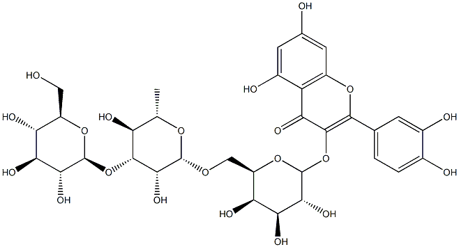 quercetin 3-glucosyl(1-3)rhamnosyl(1-6)galactoside 化学構造式