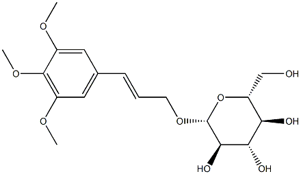 (E)-3,4,5-トリメトキシシンナミルβ-D-グルコピラノシド 化学構造式