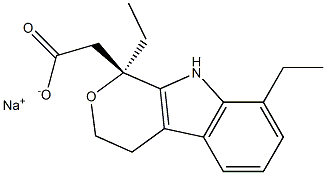 (1S)-1,8-ジエチル-1,3,4,9-テトラヒドロピラノ[3,4-b]インドール-1-酢酸ナトリウム 化学構造式