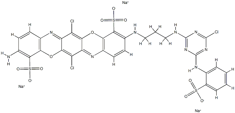 136248-03-8 4,11-Triphenodioxazinedisulfonic acid, 3-amino-6,13-dichloro-10-3-4-chloro-6-(2-sulfophenyl)amino-1,3,5-triazin-2-ylaminopropylamino-, trisodium salt