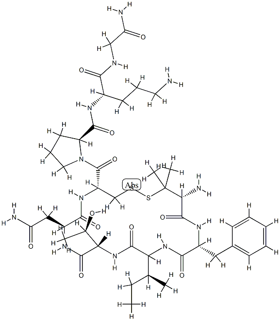 Oxytocin, penicillamine(1)-phenylalanyl(2)-threonyl(4)-ornithine(8)- 结构式